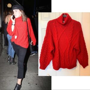 ASOS red cable knit turtleneck jumper ASO Emma Watson size UK 6/XS